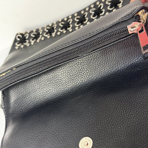 Rhinestone Skull Crossbody Purse Black Faux Leather Studded Goth Punk Biker - Picture 14 of 16